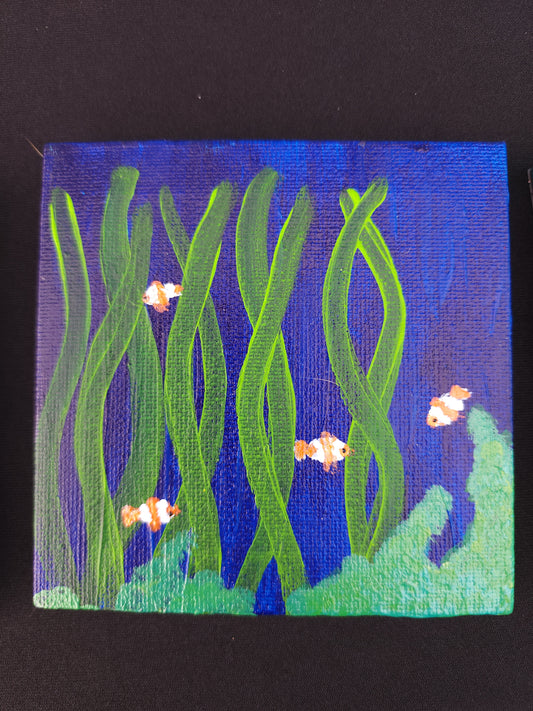 Clownfish in seaweed and coral with magnetic backing